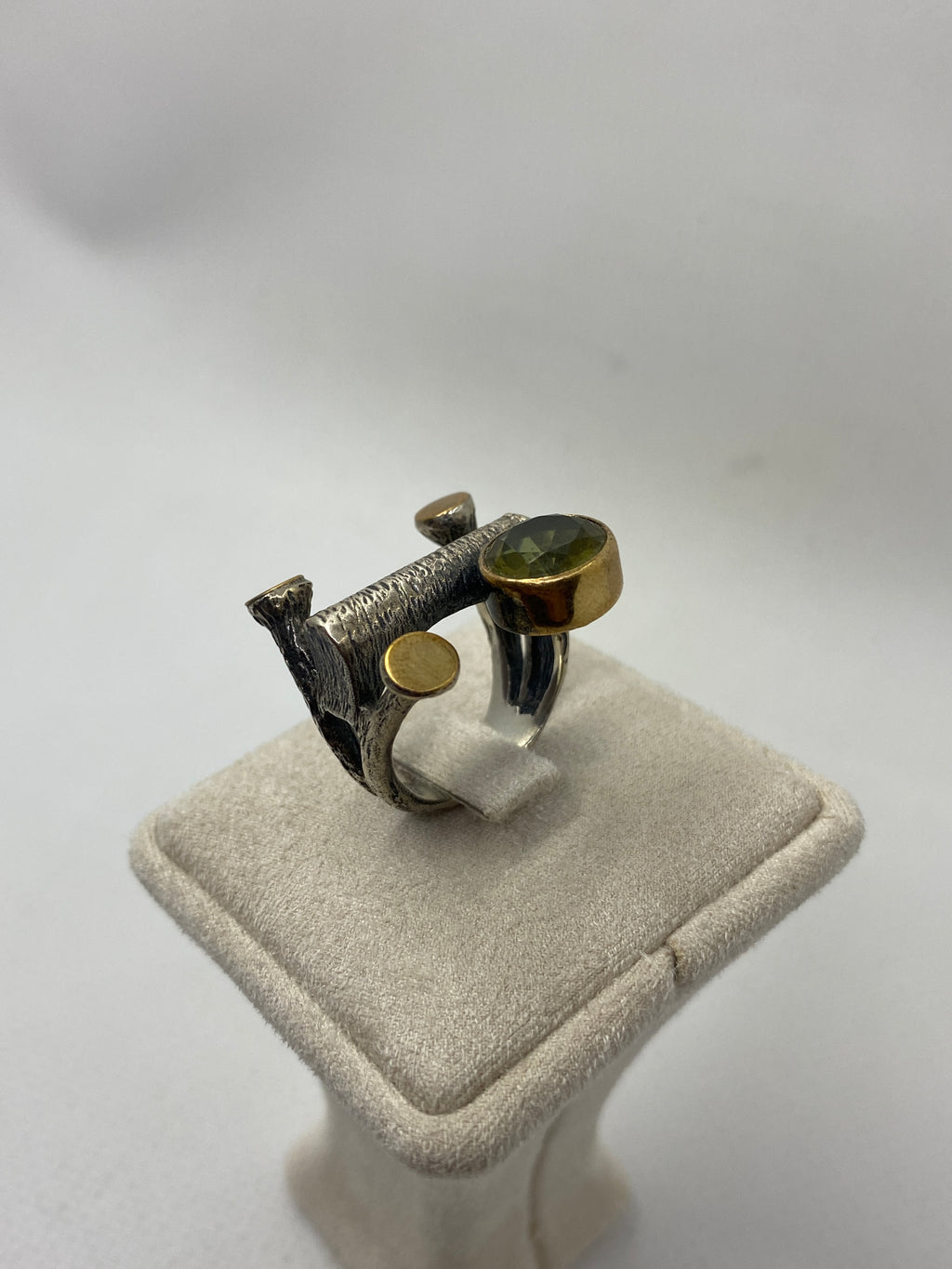 925 Sterling Silver Zultanite and Bronze Detailed Ring – Handmade Design Inspired by Nature 