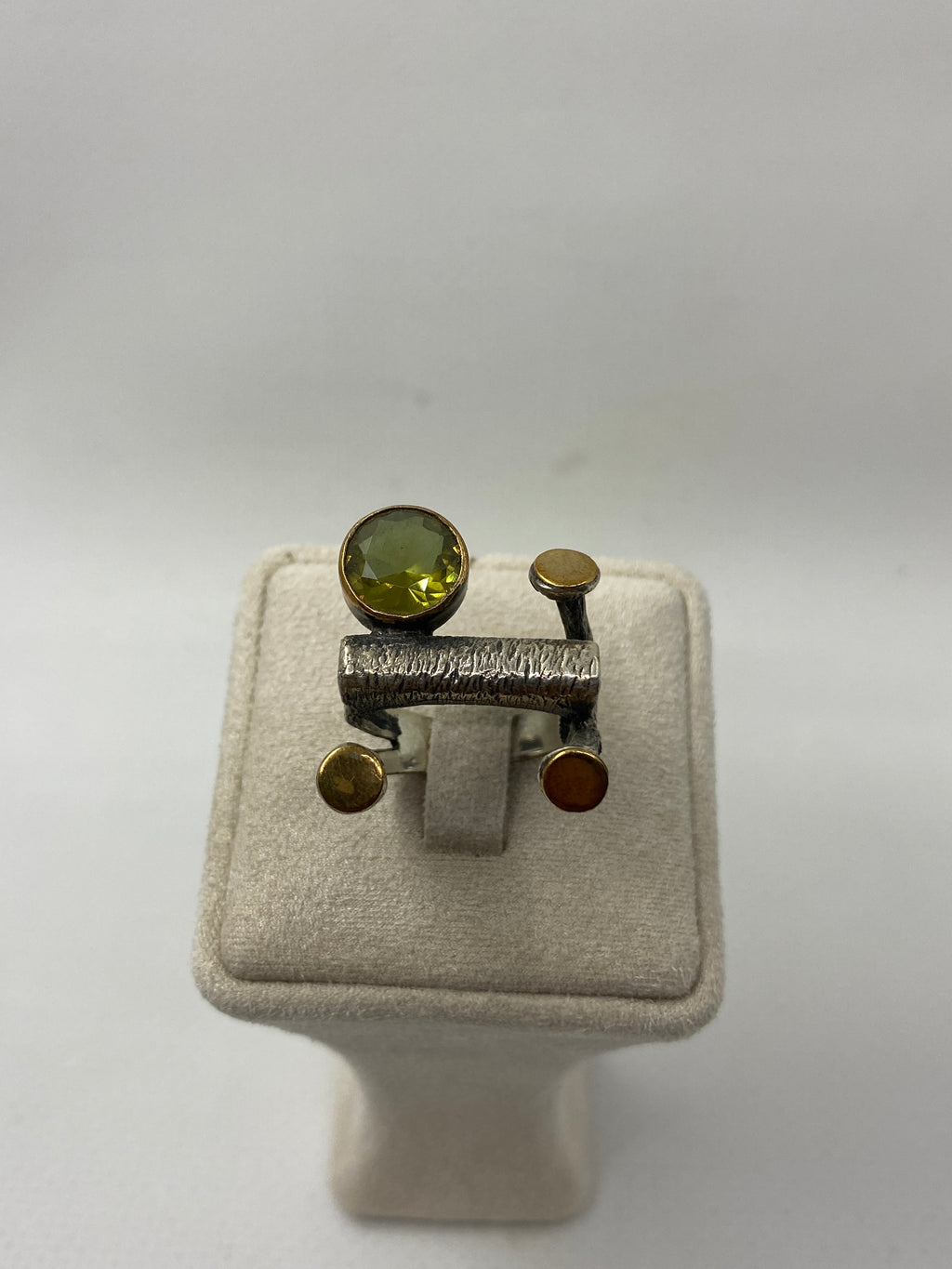925 Sterling Silver Zultanite and Bronze Detailed Ring – Handmade Design Inspired by Nature 