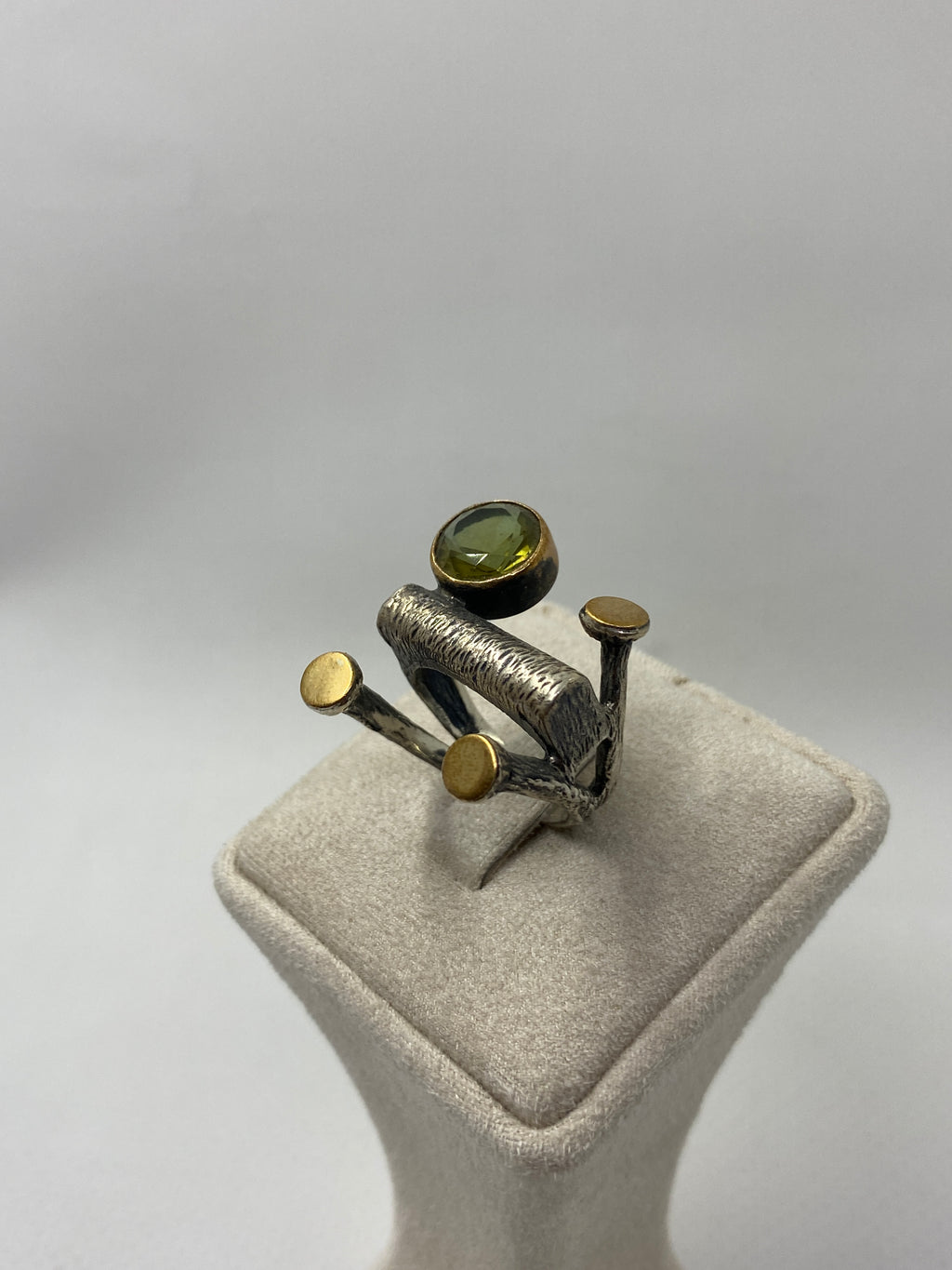 925 Sterling Silver Zultanite and Bronze Detailed Ring – Handmade Design Inspired by Nature 