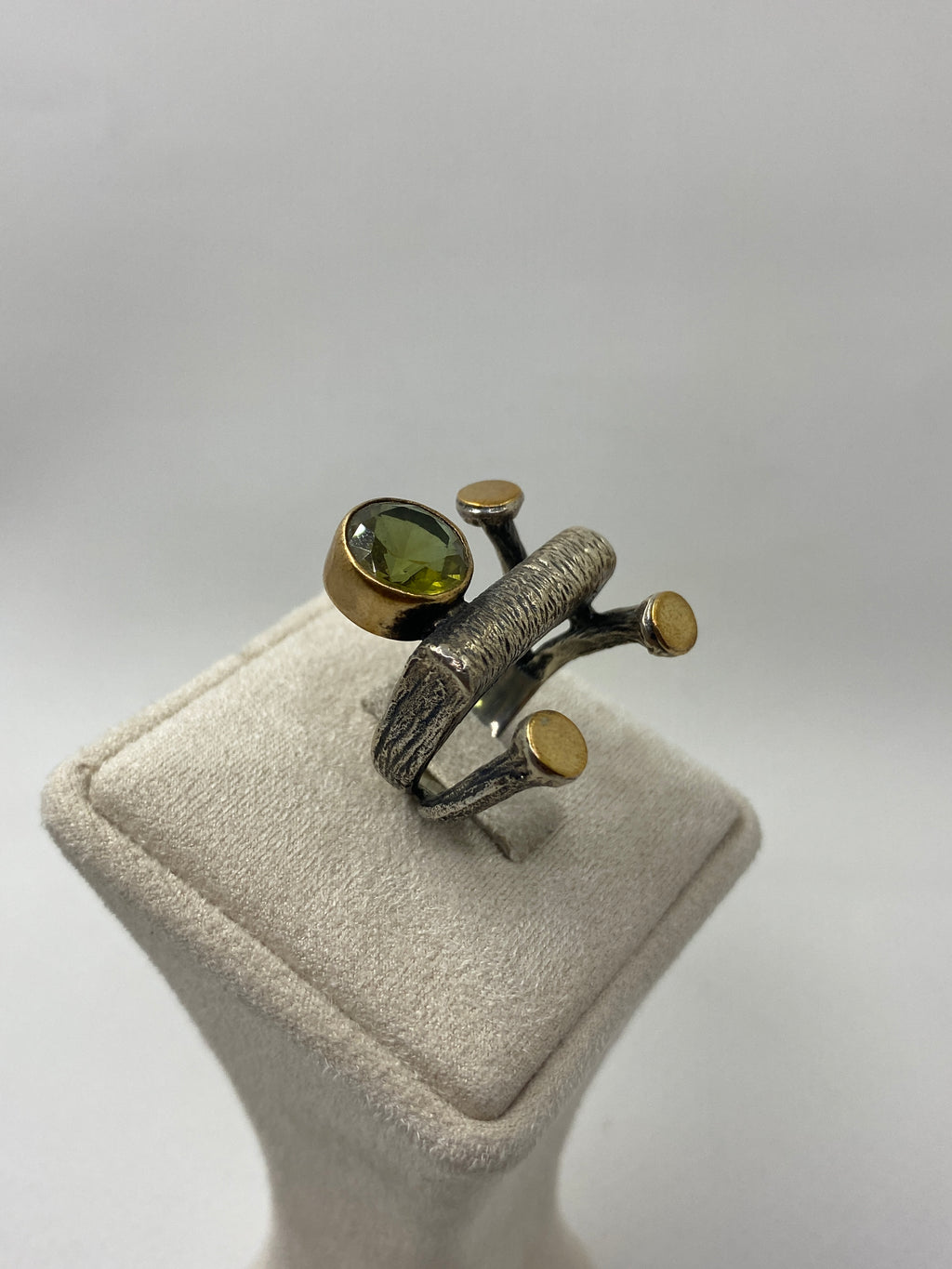 925 Sterling Silver Zultanite and Bronze Detailed Ring – Handmade Design Inspired by Nature 