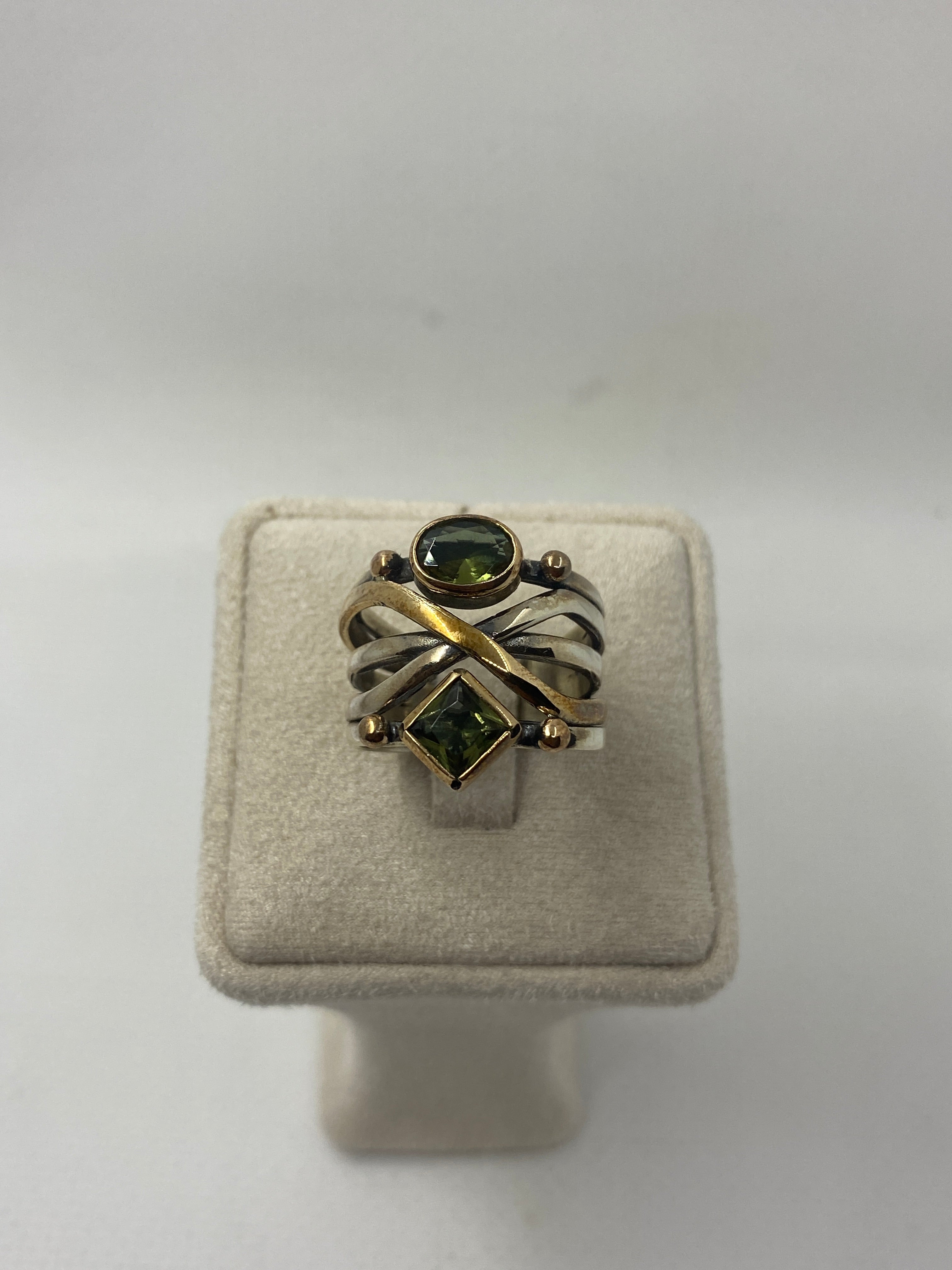 925 Sterling Silver Zultanite Double Stone Ring – Bronze Detailed Handcrafted Design 