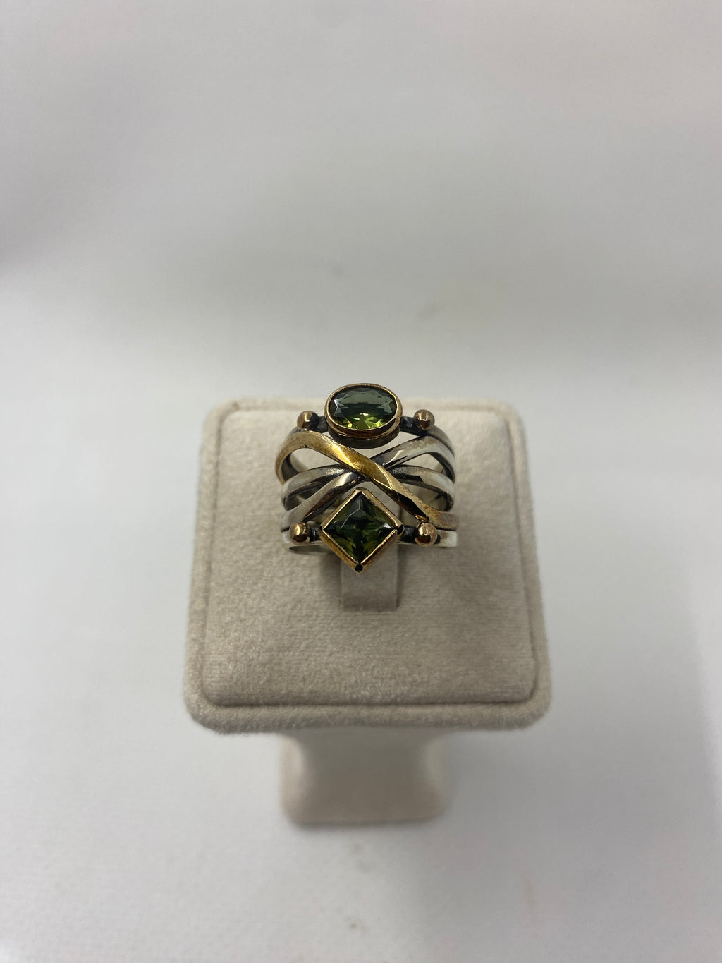 925 Sterling Silver Zultanite Double Stone Ring – Bronze Detailed Handcrafted Design 