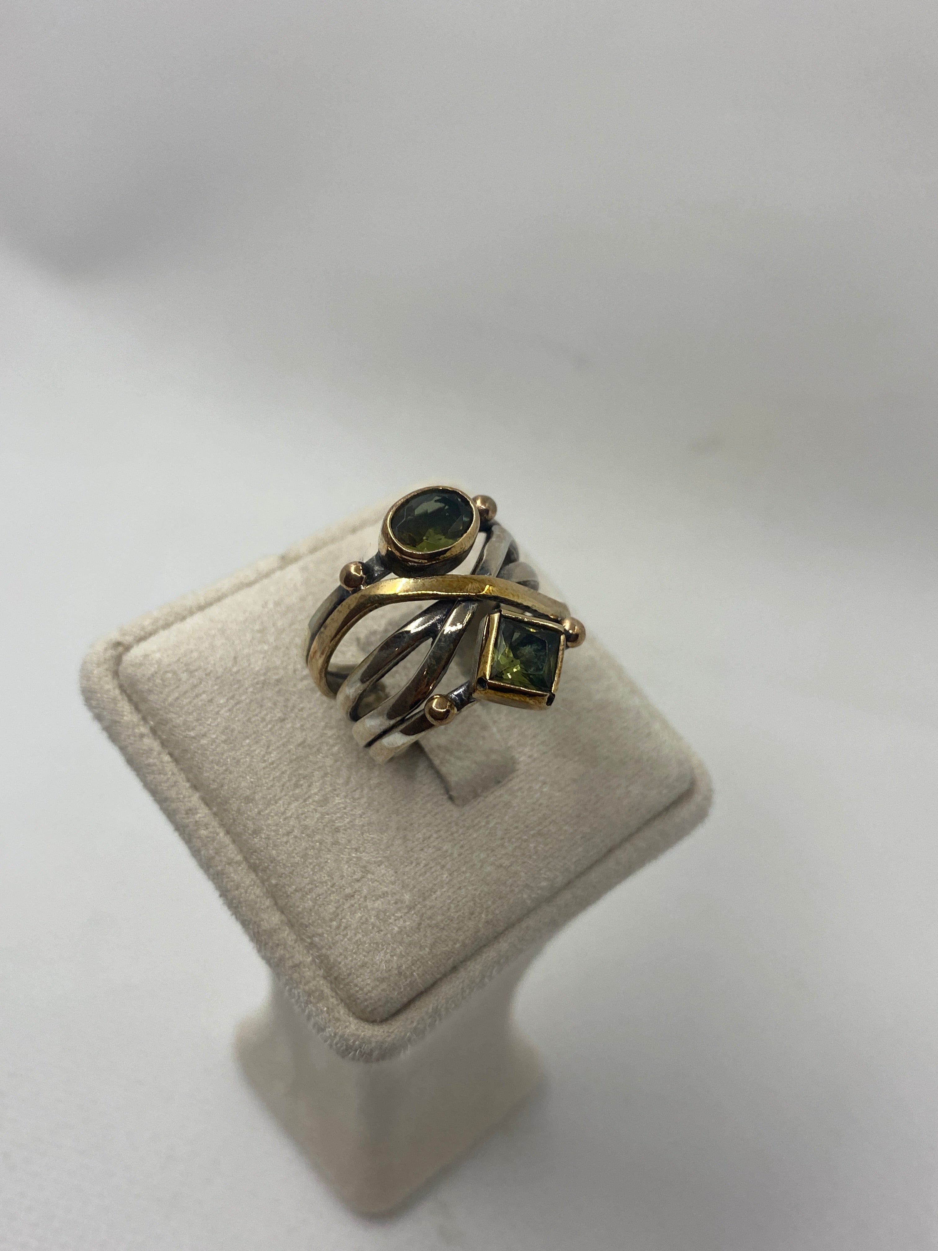 925 Sterling Silver Zultanite Double Stone Ring – Bronze Detailed Handcrafted Design 