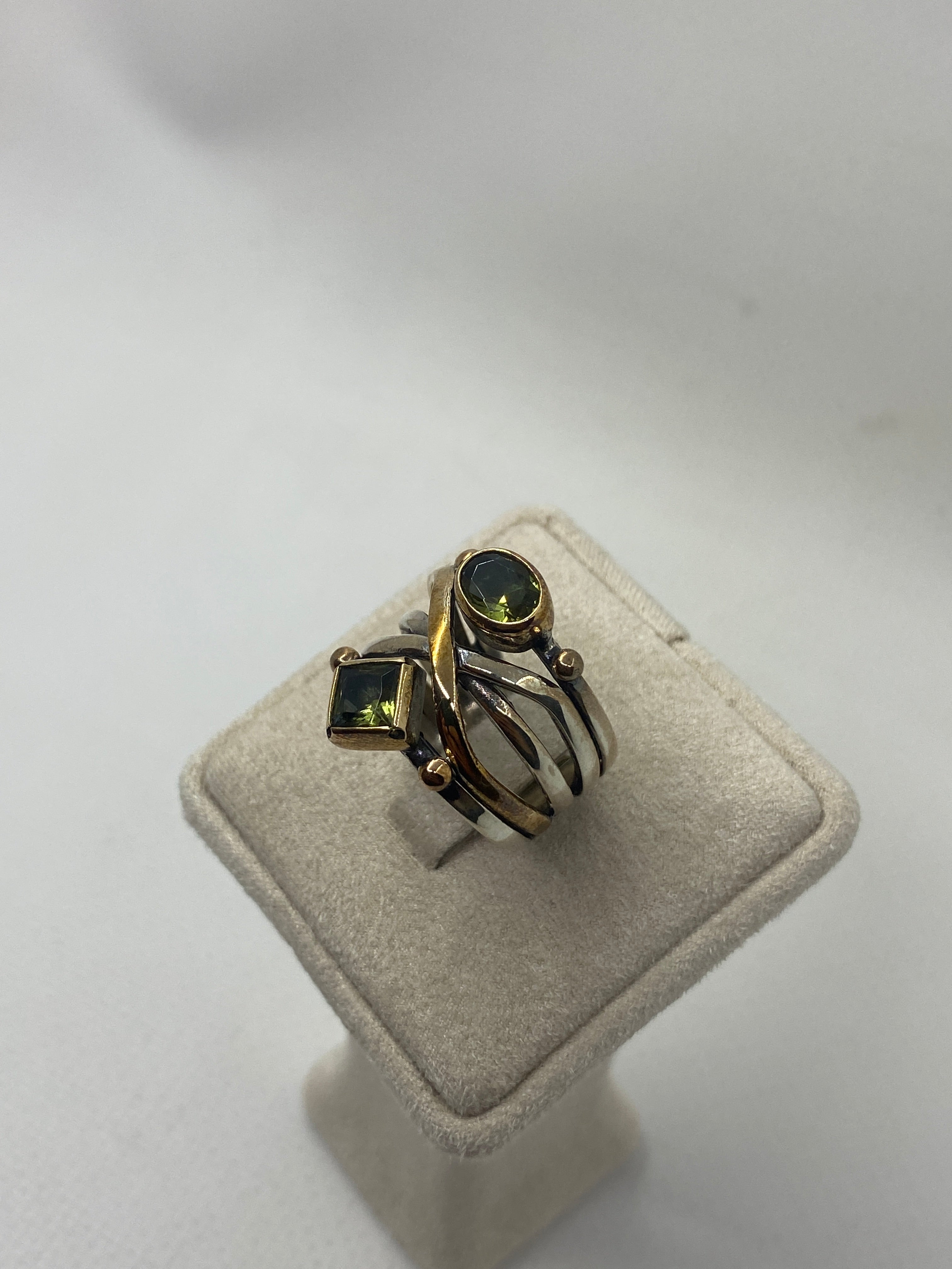 925 Sterling Silver Zultanite Double Stone Ring – Bronze Detailed Handcrafted Design 