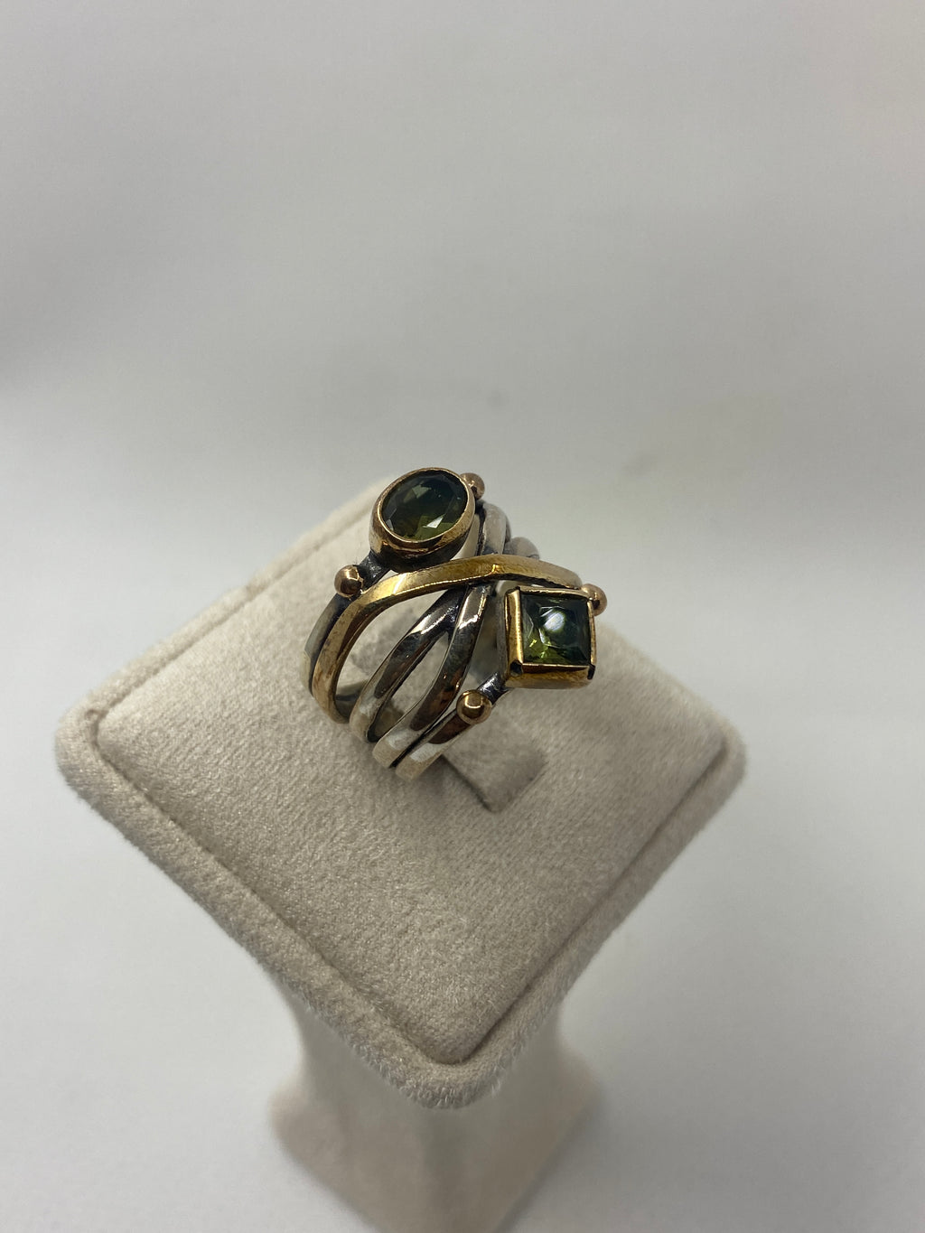 925 Sterling Silver Zultanite Double Stone Ring – Bronze Detailed Handcrafted Design 